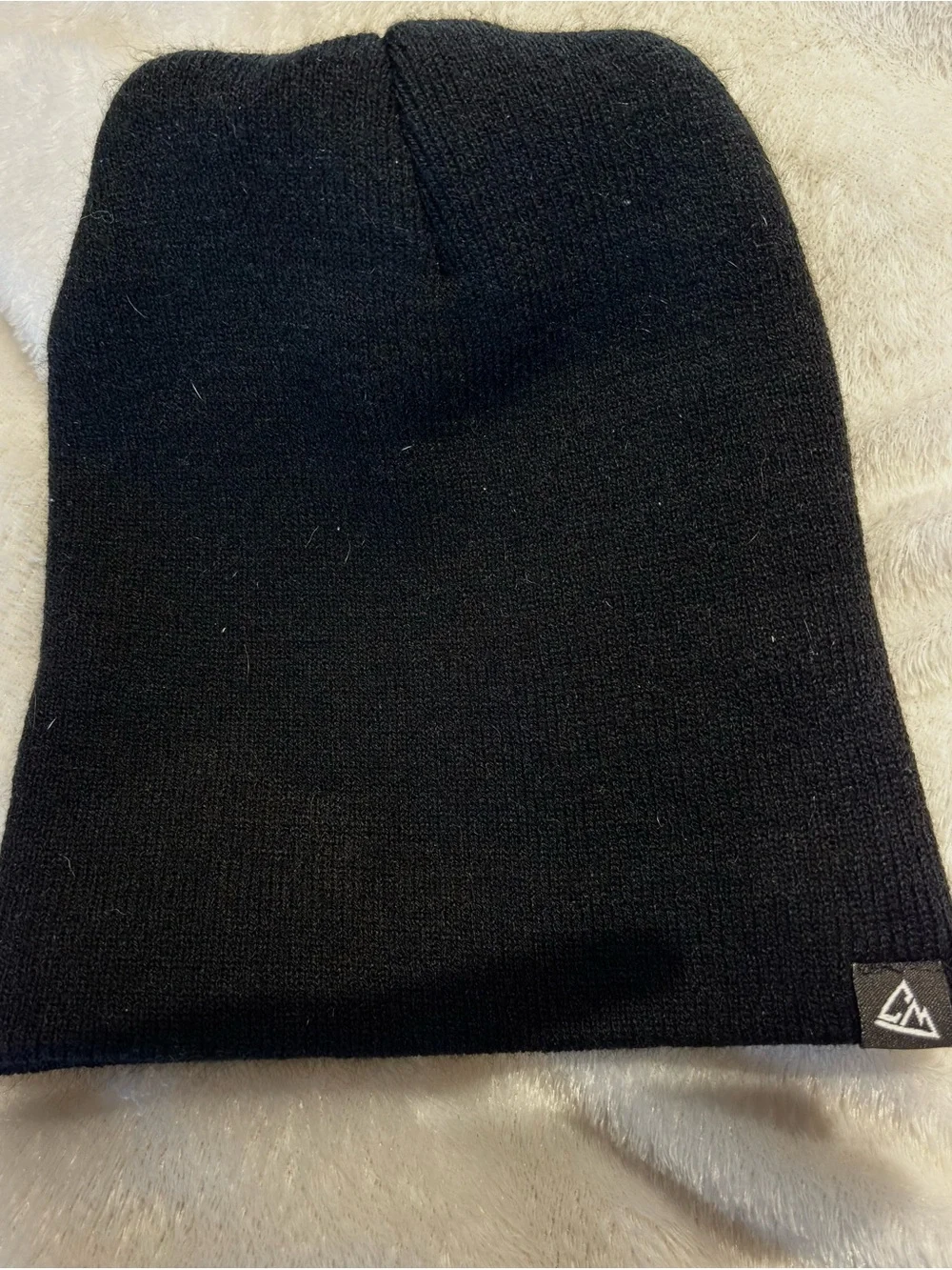 Chillmaster Black Knit Beanie with Subtle Triangle Logo - Women Accessories Hat